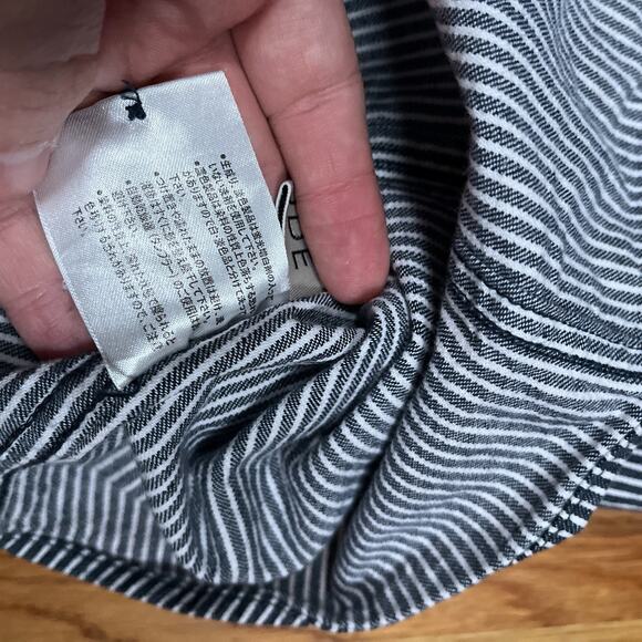 Hickory Striped Black Snap Button Long Sleeve Shirt Freude Japan Brand 3L XL - Picture 10 of 10